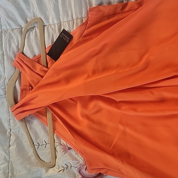 BOLD elements Elegant Atlantic Orange Halter Dress, Size: L, NWT - Picture 2 of 14